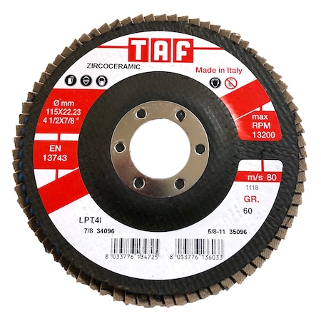 Bullard Abrasives Zirco-Ceramic Flap Disc 4-1/2x7/8, PK20 34096